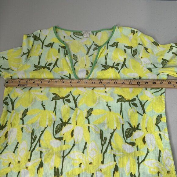 J Crew Tunic top Floral  Size L Yellow Green Cotton - Picture 6 of 9